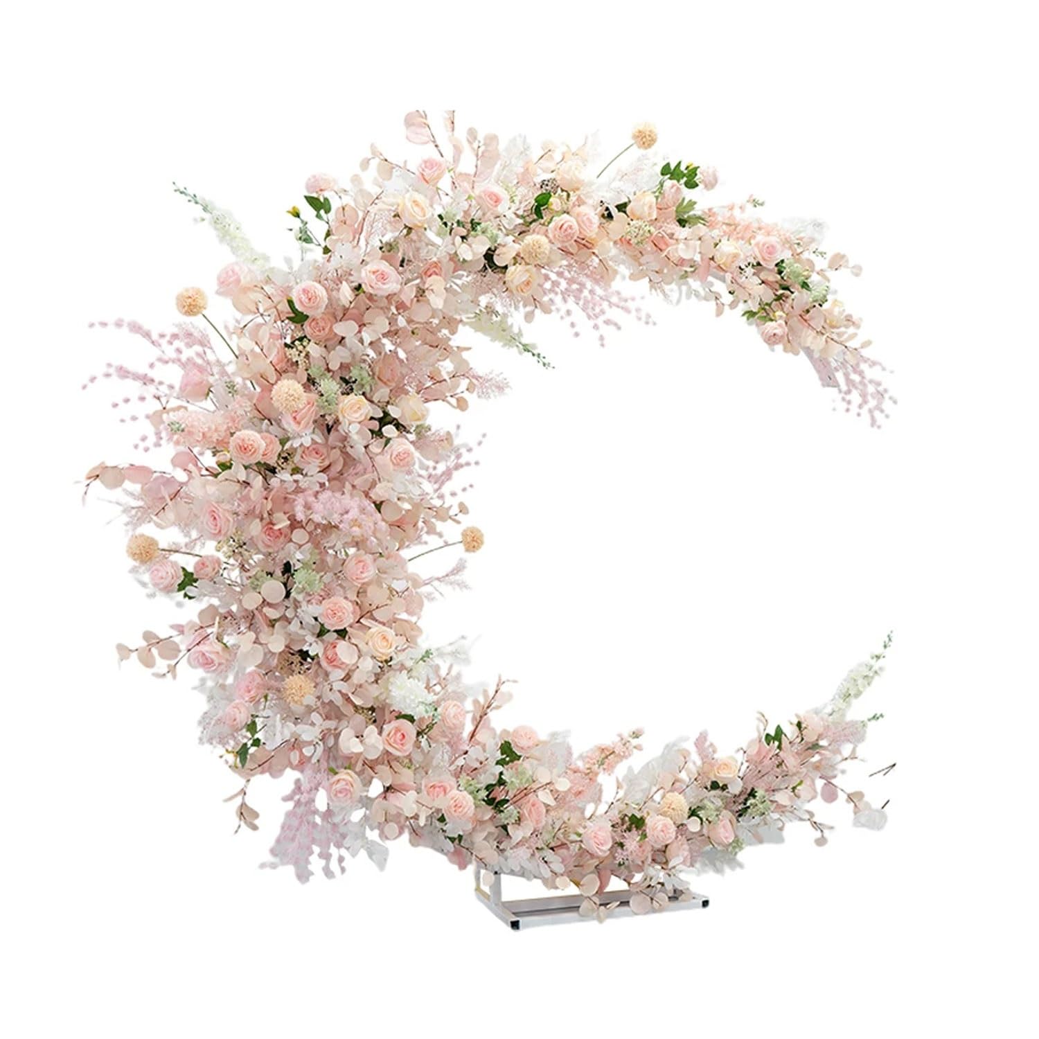 Supporto curvo per arco nuziale per sfondo cerimonia, arco lunare per festa di compleanno, sposa, baby shower, arco mezzo curvo con base rettangolare