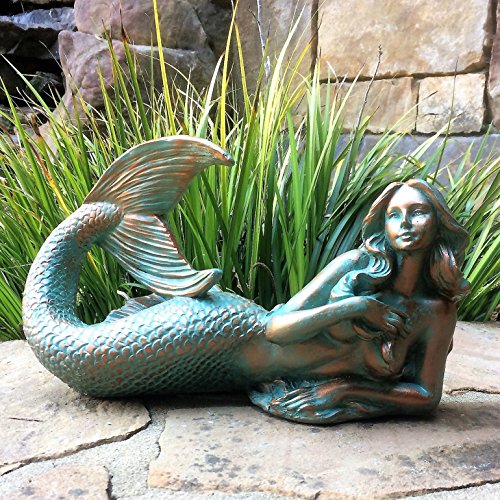 3 Piece Mermaid Table Top Bronze Patina Beach And Pool Statues #TOP5