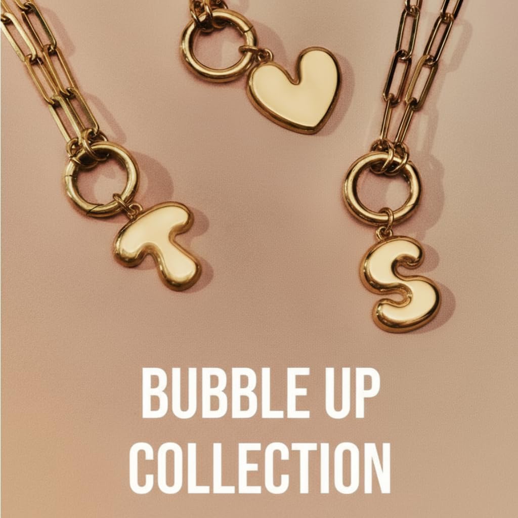 OAK & LUNA - Bubble Up Initial Necklace - Designer Jewelry for Her, Women - A-Z letters - Dainty Custom Gift for Mother's Day, Christmas, Birthday - Image 6