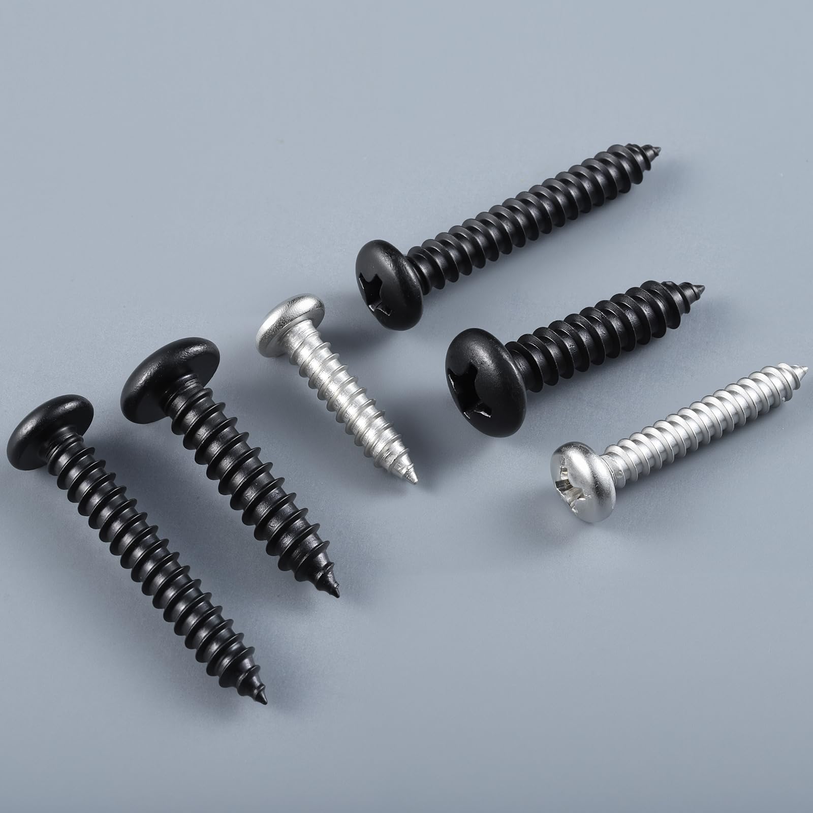 Tornillos para madera de cabeza plana #10 de 3 pulgadas, Phillips Drive, acero inoxidable de óxido negro 304 (18-8), autorroscantes para madera, tornillos de chapa, paquete de 50