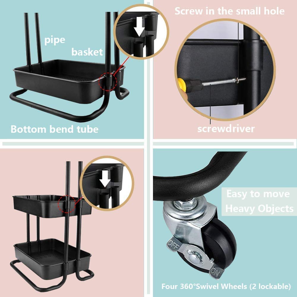 Buy UHOOME Kitchen Storage Trolleys Removable Storage Tower Rack