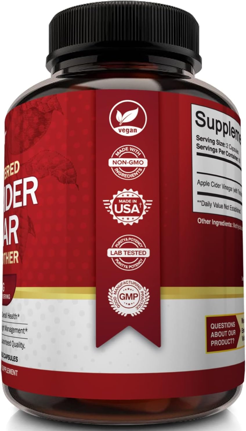 Apple Cider Vinegar Capsules with The Mother - 120 Vegan ACV Pills - Best Supplement for Healthy Weight Loss, Diet, Keto, Digestion, Detox, Immune - Powerful Cleanser & Appetite Suppressant Non-GMO : Health & Household