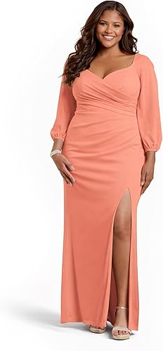 David's Bridal The Edit Studio Mesh Billow Sleeve Sheath Dress, Elegant Formal D