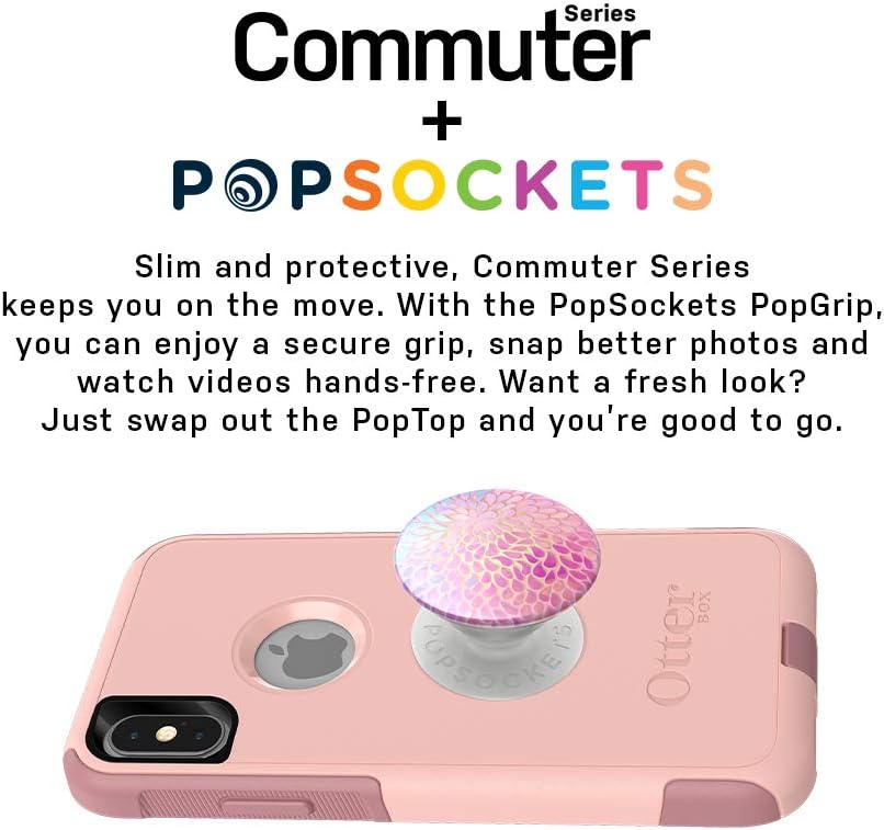 OtterBox Bundle Commuter Series Case for iPhone Xs – (Ballet Way) + PopSockets PopGrip – (Petal Power)