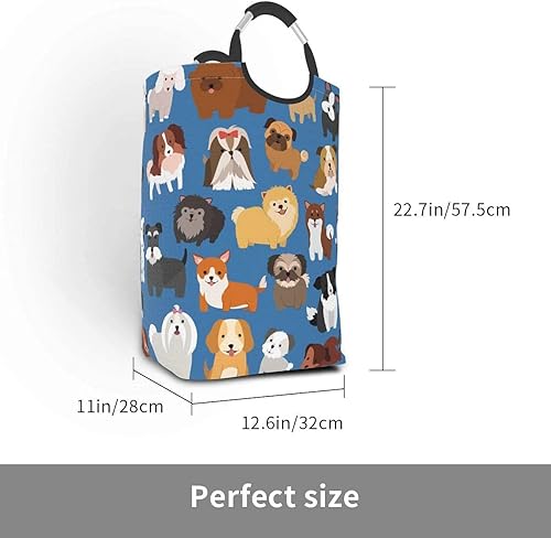 Miniatura 2 de Cesta de lavandería grande con asas, lindo juego de animales para perro, cesta de lavandería, organizador de juguetes, cubo plegable, cubo de