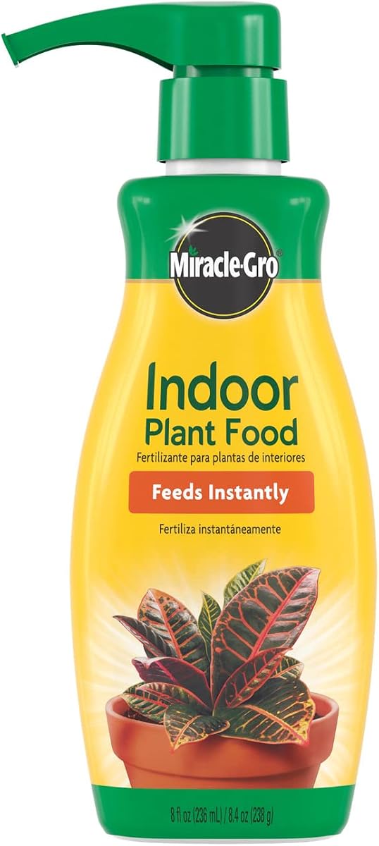 Miracle-Gro Alimento para plantas de interior, alimento líquido para plantas de interior, plantas de serpiente, lirios de la paz, flores, verduras, hierbas y más, 8 oz.