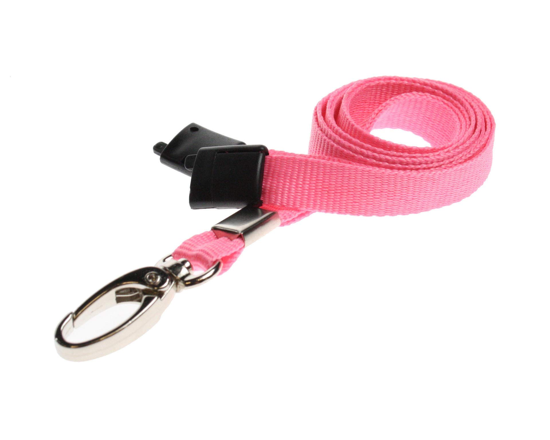 10mm Wide Lanyard Neck Strap with Safety Breakaway Catch – Pink - Ideal for ID Card, Pass, Badge Holders – Metal Clip – Perfect for Office, Events, and Teachers
