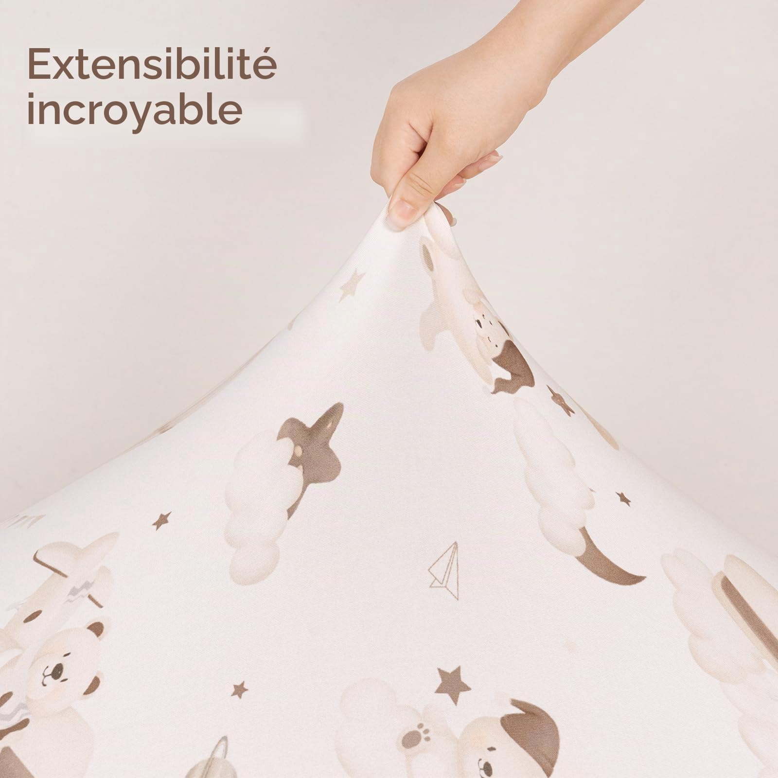 Drap Housse 60x120 Lit Bébé – Lot de 3 Drap Housse Bébé en Microfibre Respirante Drap Lit Bébé Ajustable avec Élastique 360° pour Lit et Berceau Ballon Brun