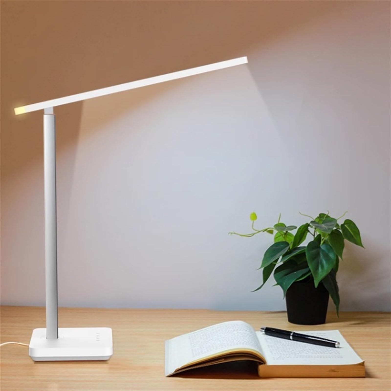 Lampa do nauki Lampa biurkowa LED z lampką nocną, ściemniana lampka na biurko do ochrony oczu 4000 K, z płynnym przyciemnianiem, sterowaniem dotykowym, automatycznym timerem (biały), 12 W Lampy biurko