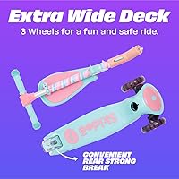 Vista 22 de SKIDEE Kick Scooters for Kids Ages 3-5, Adjustable Height Foldable Scooter with Removable Seat, 3 LED Light Wheels, Rear Brake, Wide Standing Board