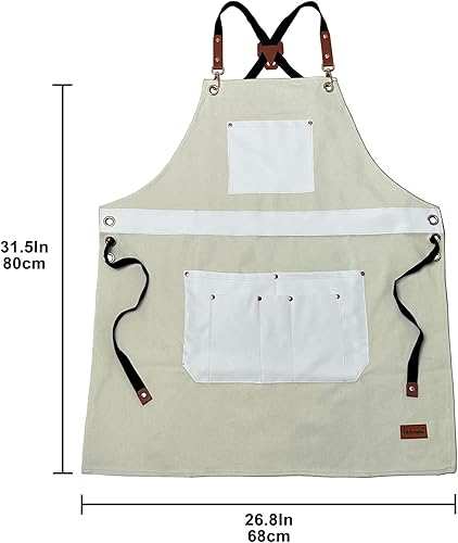 Miniatura 2 de Woodworking Tools Apron for Men Heavy Duty Waterproof Cotton Canvas Apron with 6 Pockets