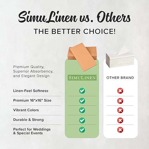 Miniatura 7 de SimuLinen Servilletas de cena de albaricoquemelocotón desechables y decorativas - Servilletas de cena con tacto de lino, similar a la tela y KOSHER
