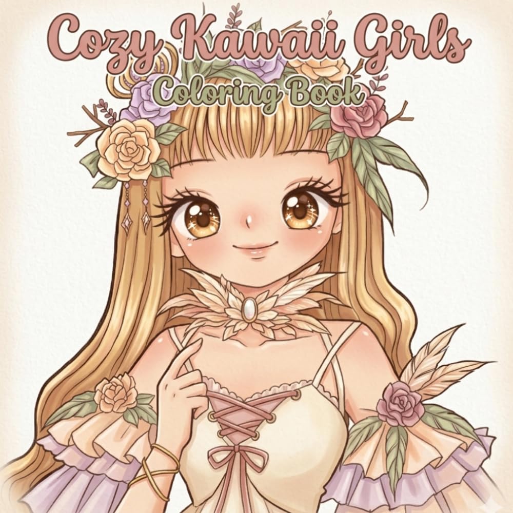Cozy Kawaii Girls Coloring Book: Adorable Girls, Sweet Cozy Scenes, and Relaxing Coloring Fun for Kids, Teens, and Kawaii Lovers