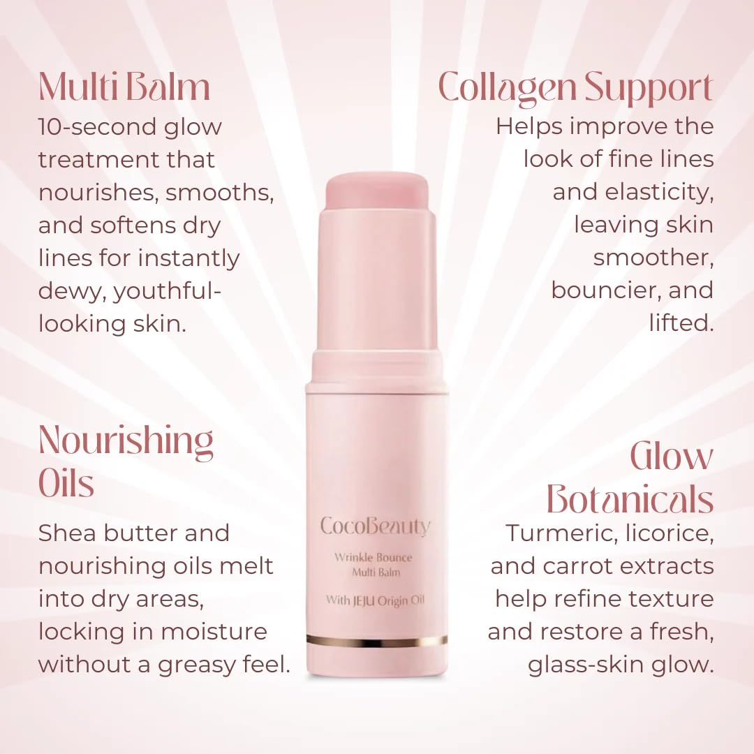 COCOBEAUTY PDRN Collagen Glow Stick, Face Balm Stick for Dry Dull Skin, Collagen Stick & Eye Moisturizer Stick with Shea Butter, Botanical Oils