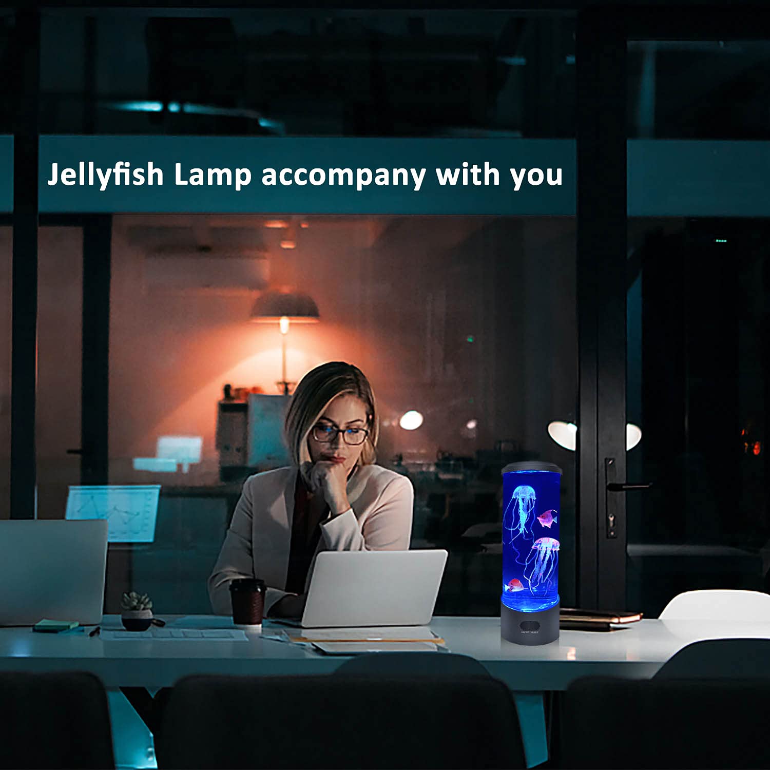 Lampada di lava meduse con 16 luci che cambiano colore, lampada da tavolo per acquario, luce notturna per casa, ufficio, ufficio, scrivania, luce per rilassarsi