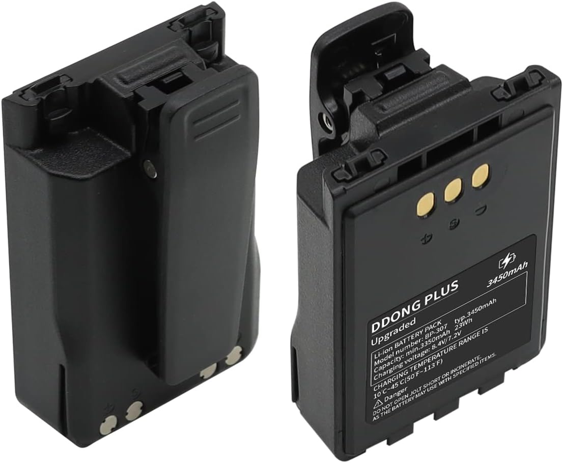 BP307 Battery 7.4v 3450 mAh [Upgraded Capacity] for ICOM IC-705 ID-52E ID-51E ID-31E IP-503H IP-100H IP-501H Two Way Ra-dio BP-307 Battery with Belt Clip