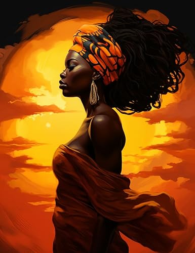 Taladro completo 5D para mujer africana nativa americana, jirafa, puesta de sol, paisaje, cuadrado, diamante por números, kits para adultos,