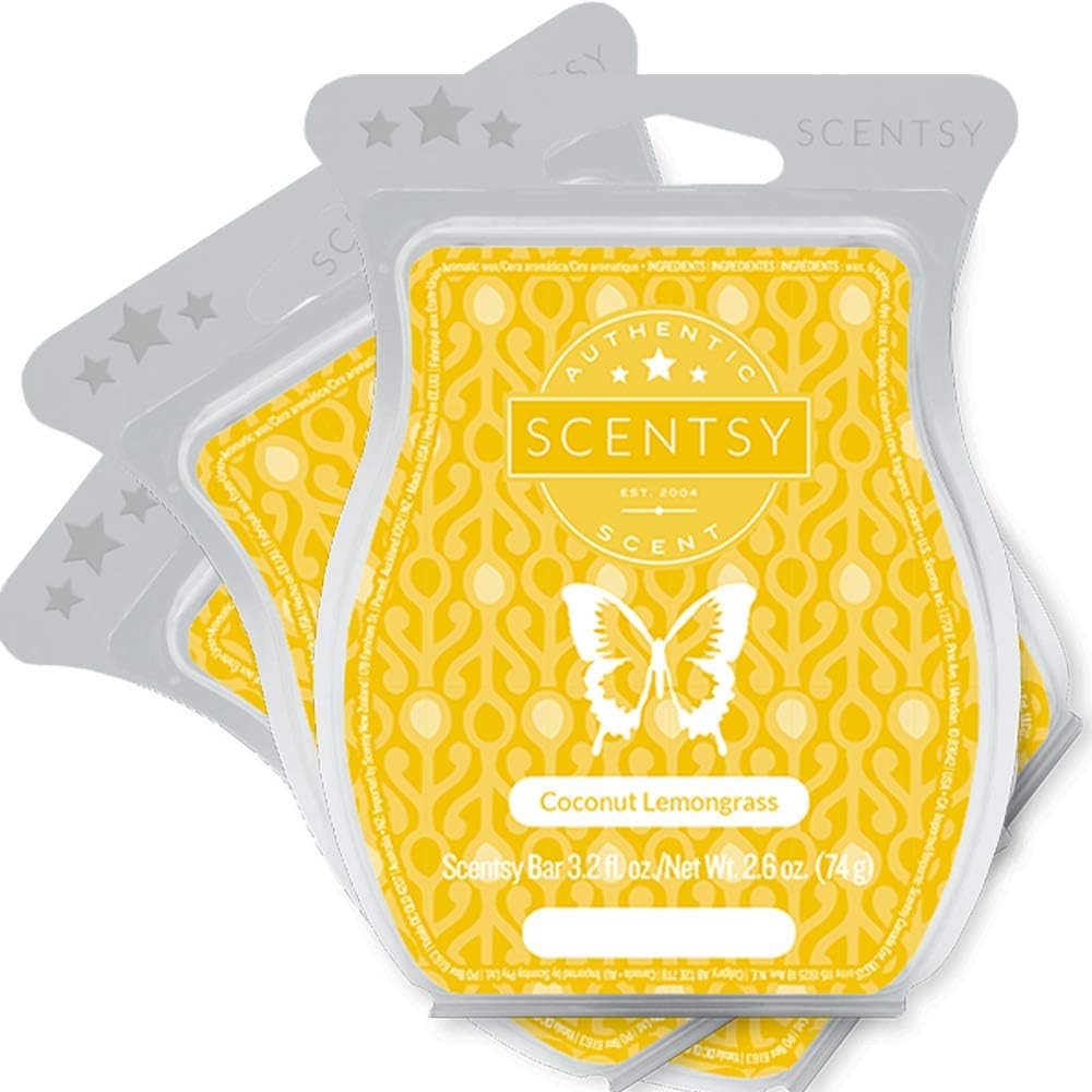 ScentsyCoconut Lemongrass, Wickless Candle Tart Warmer Wax 3.2 Oz Bar, 3-pack (3),yellow