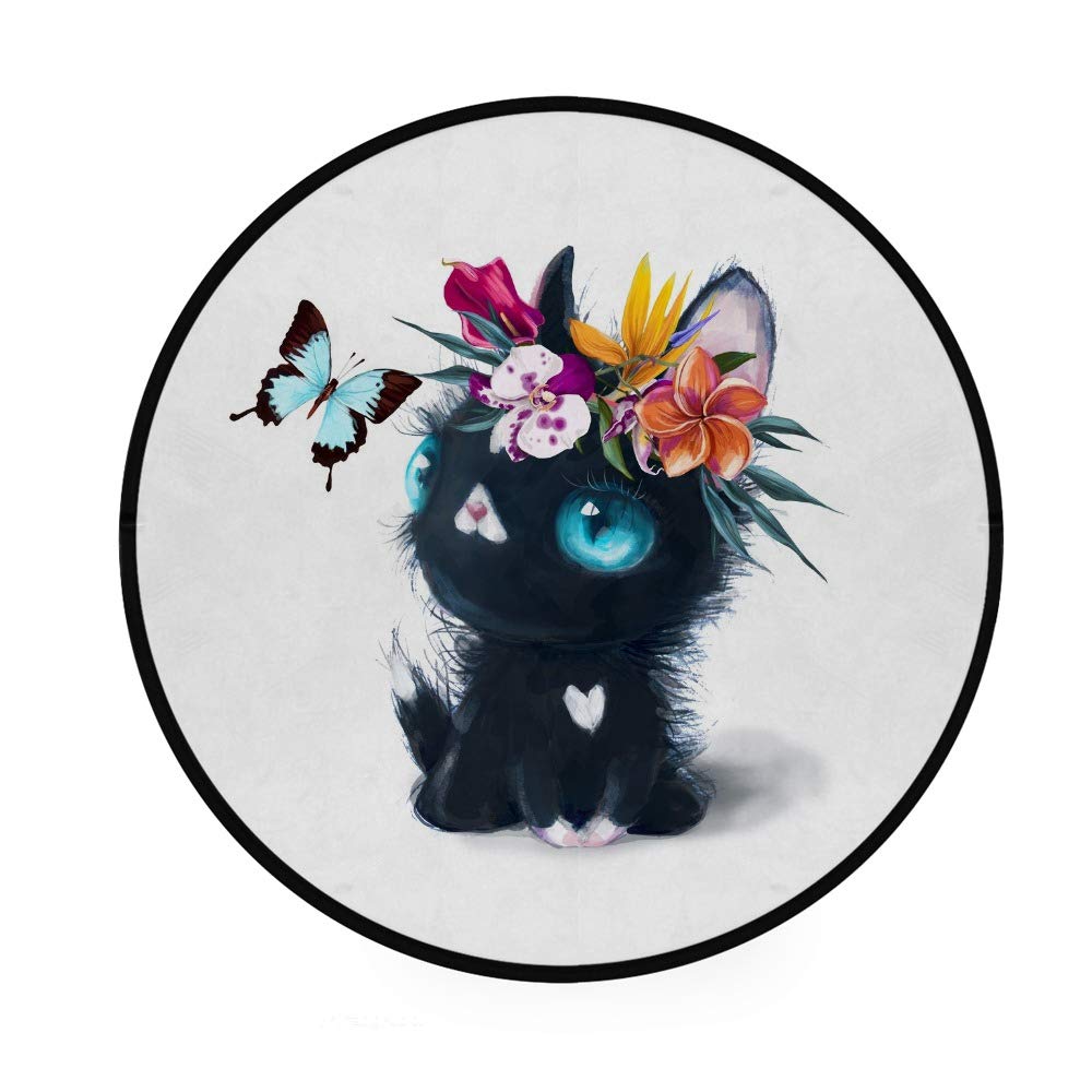 Paillasson cuisine intérieur extérieur absorbant chat noir mignon