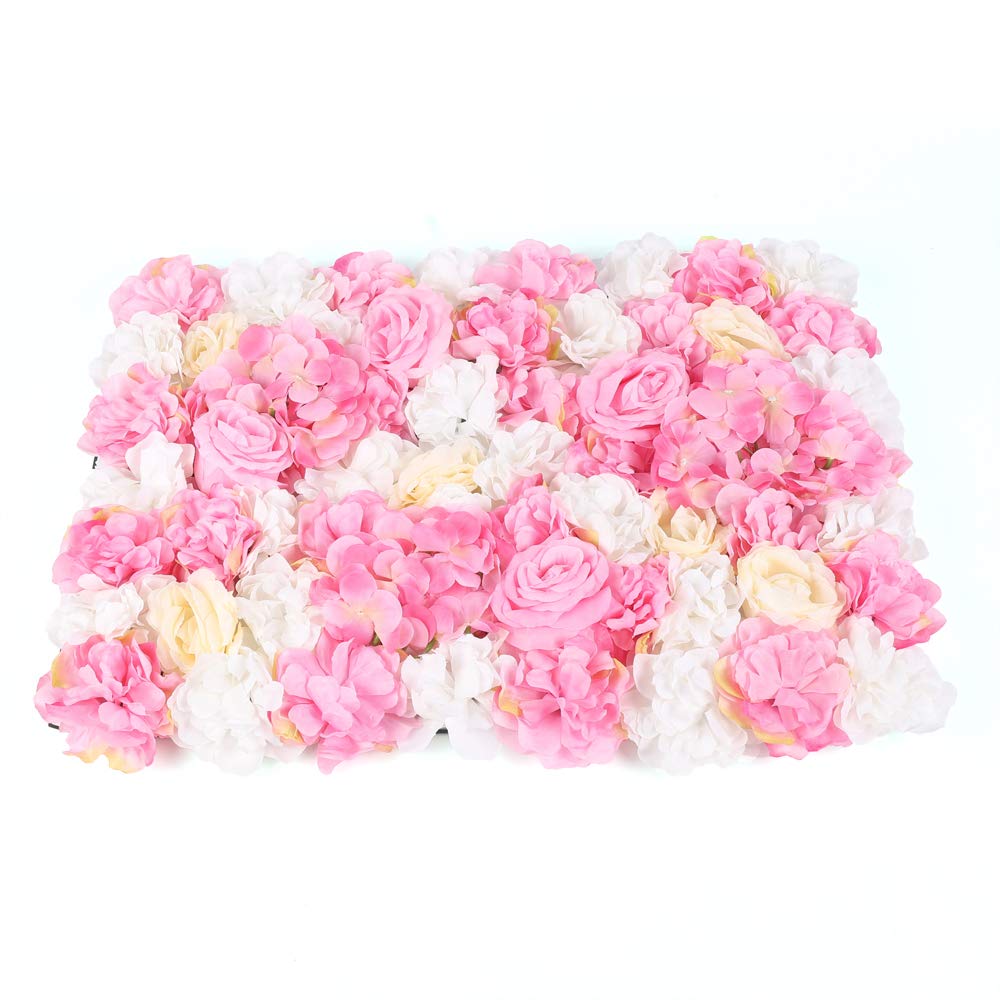12 x Künstliche Blumenwand Paneele Seidenblume Rosenwand Blumen Wanddeko DIY Deko Hintergrund Hochzeit Blumenwand Kunstblumen 40 x 60 cm (Stil 1)