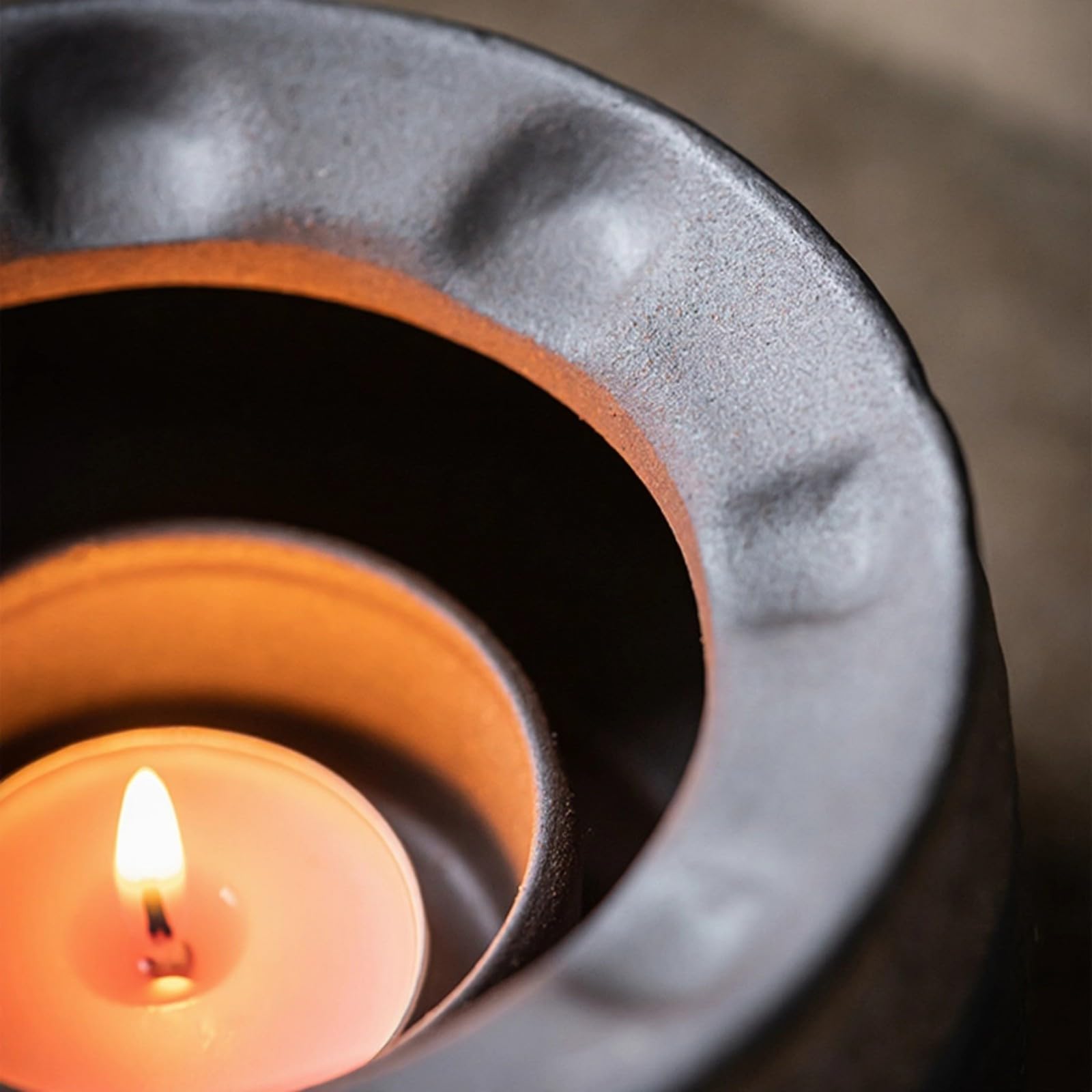 Cedro e bruciatore, bruciatore di olio in ceramica, diffusore di oli essenziali, set di scaldavivande in ceramica, fatto a mano con porta tealight