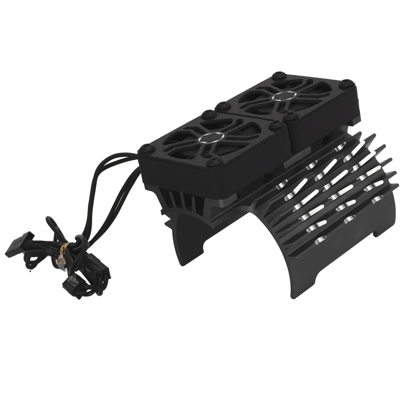 Dualer Lüftermotor, Motor, Kühlkörpermotor, Kühlgebläse, 8,4 V, 16000 U/min, Wärmeableitung [Platzhalter] mit Aluminiumlegierung und Kunststoff für 55 56 58 Mm Bürstenloser (Schwarz)