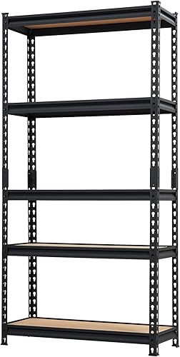 Miniatura 11 de GarveeHome Estantes de almacenamiento resistentes, 5 niveles de 48 x 24 x 72 pulgadas, estantería de almacenamiento ajustable para garaje, estante