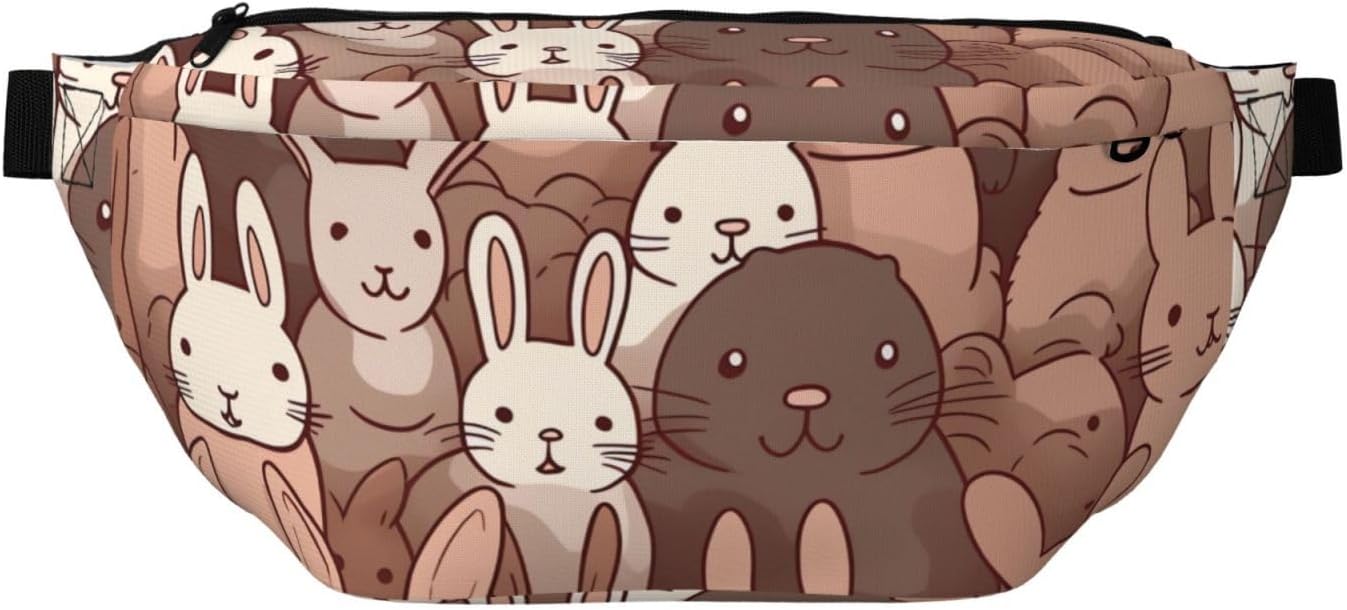 Fanny Pack for Men Women Repeating Bunny Pattern Belt Bag with Adjustable Strap Fashion Waist Bag Waist Pack for Travel
