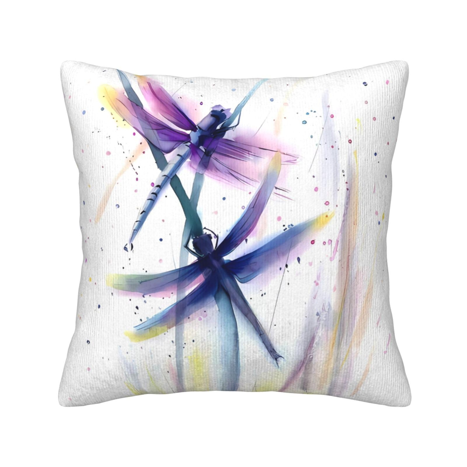 Housse coussin velours côtelé haut de gamme Kururi au design libellule artistique