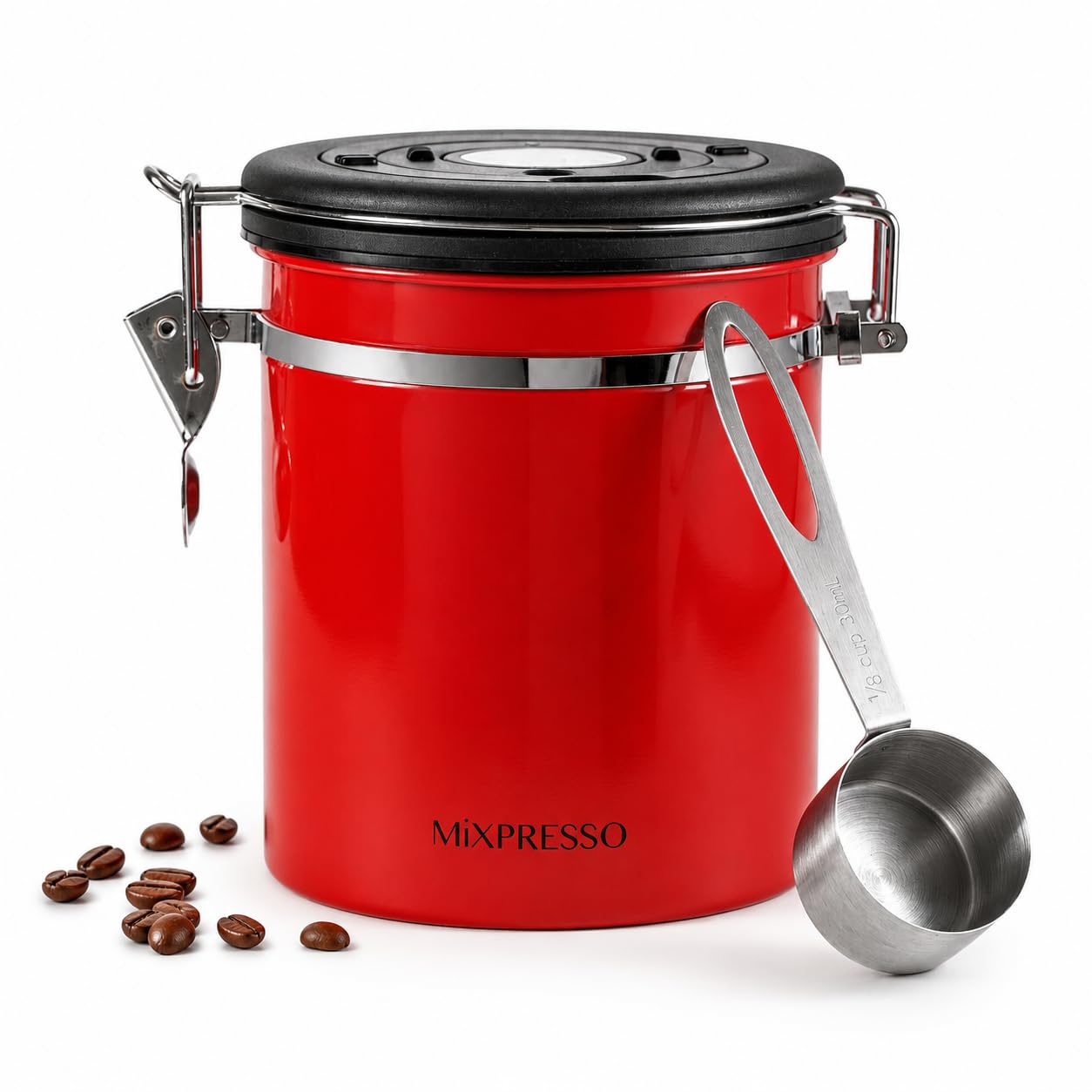 Mixpresso Red Coffee Canister, Airtight Coffee Bean Storage Container 16oz