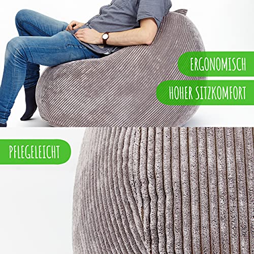 Green Bean© Indoor Sitzsack 90x110cm EPS-Perlen Füllung & Cordstoff Kuschelig Weich Waschbar - Drinnen Bodenkissen… – Bild 5
