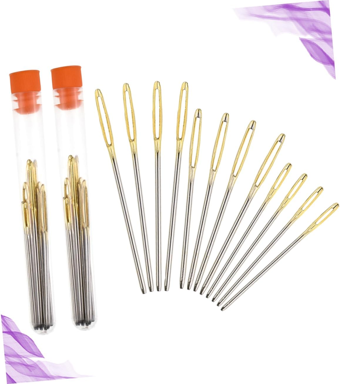 STOBOK 2sets Blunt Needles Stainless Steel Weaving Tools for Knitting Sewing and Crafting with Storage Bottle for Easy Threading and Darning Projects