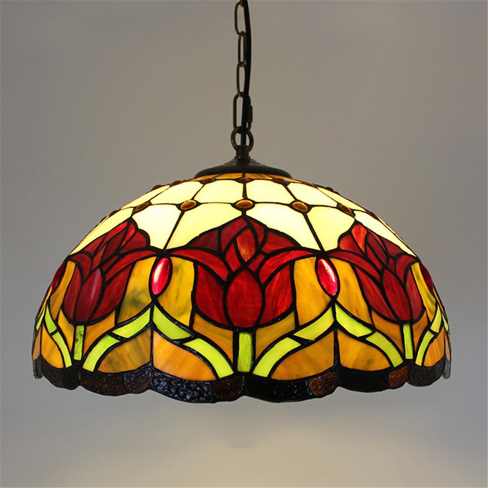 SXWNBIFH Contemporary Color Glass Pendant Lamp LED American Retro Creativity Living Room Restaurant Bedroom Hotel Villa Corridor Cafe Bar Chandelier (D50CM)