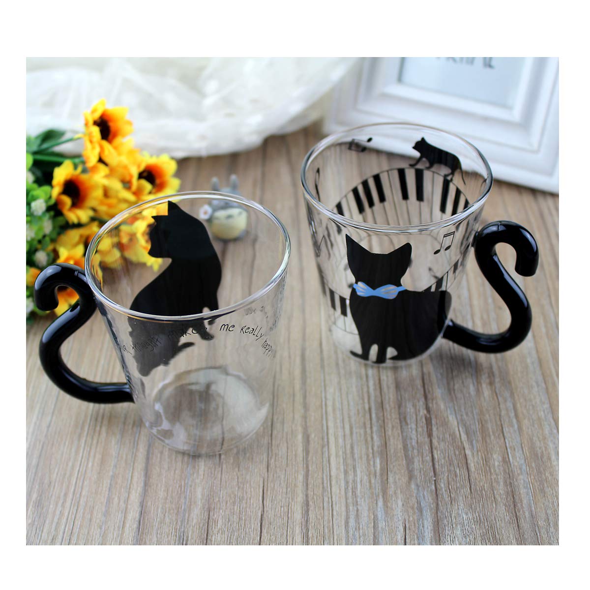Café Glass Latte Coffee Mug Beer Mug Tea Cup Cat Tail Handle, Pack of Any Two - Image 2