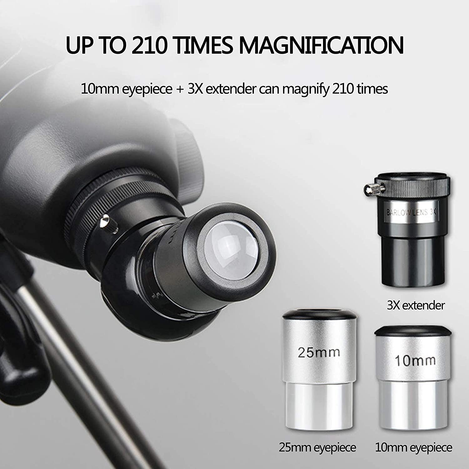 Télescopes réfracteurs Ultra HD, télescope 700/70 mm pour débutants, télescope de Voyage astronomique Professionnel pour Adultes, avec trépied + chercheur + Sac à Dos de Voyage + 2 oculaires + Len