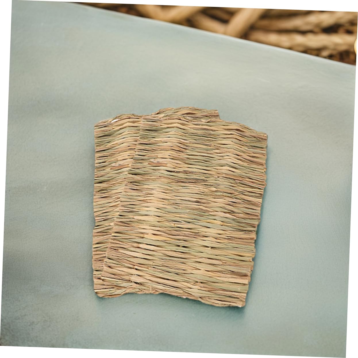 Toyvian Lot de 2 Nattes en Herbe Tressée pour Lapin, Couchage pour Petits Animaux, Usage en Cage, Repos Confortable et Jouet à Mâcher