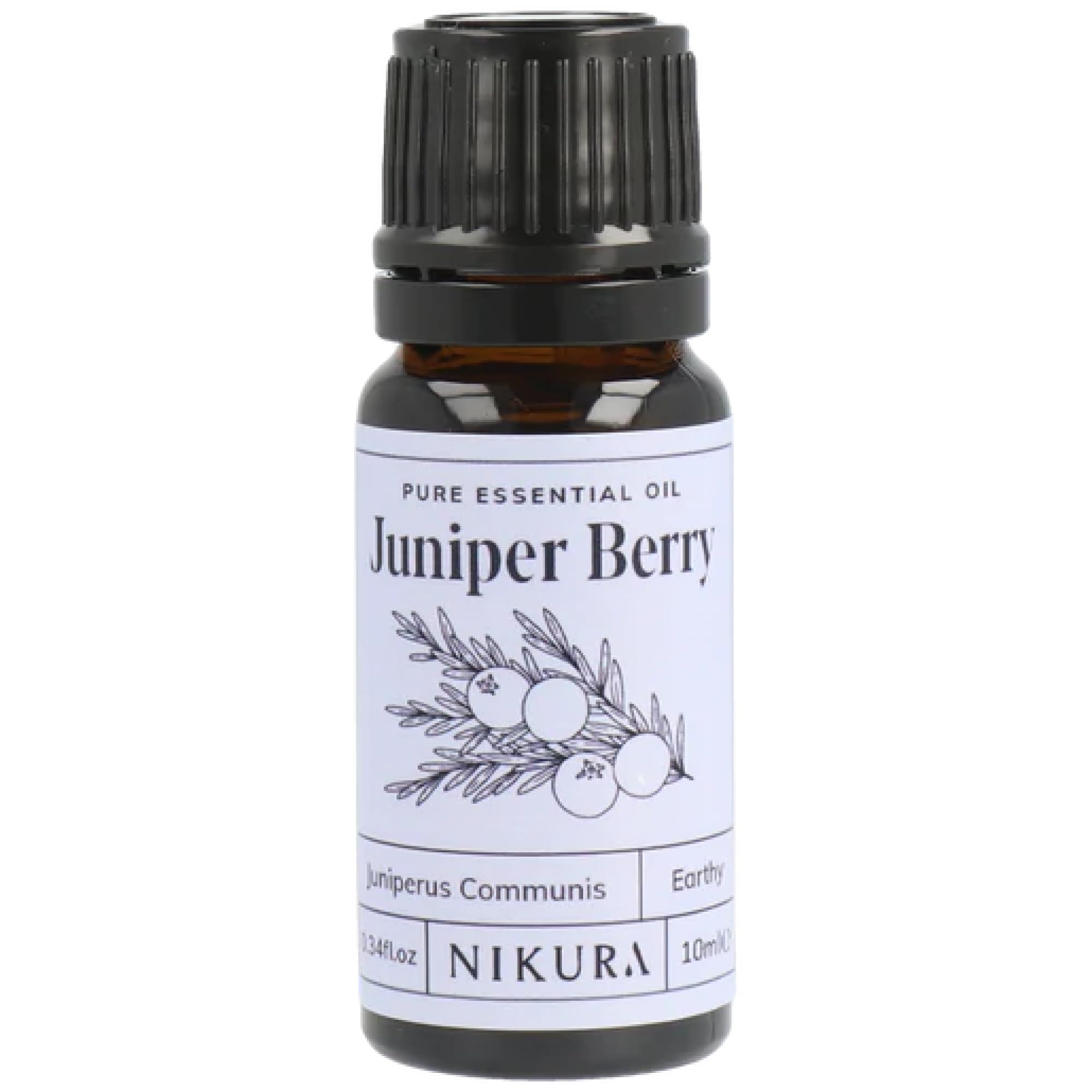 Nikura Juniper Berry Essential Oil - 10ml | 100% Pure Natural Oils | Perfect for Aromatherapy, Diffusers, Humidifier, Bath | Great for Self Care, Stress Relief, Improving Sleep | Vegan & UK Made