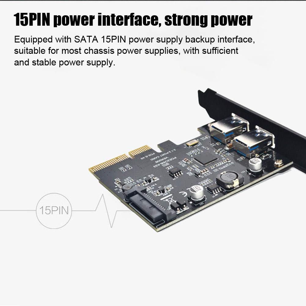 PCIe 4X Naar USB 3.1 Gen2 10Gbps 2-poorts Type A Uitbreidingskaart Asmedia 3142