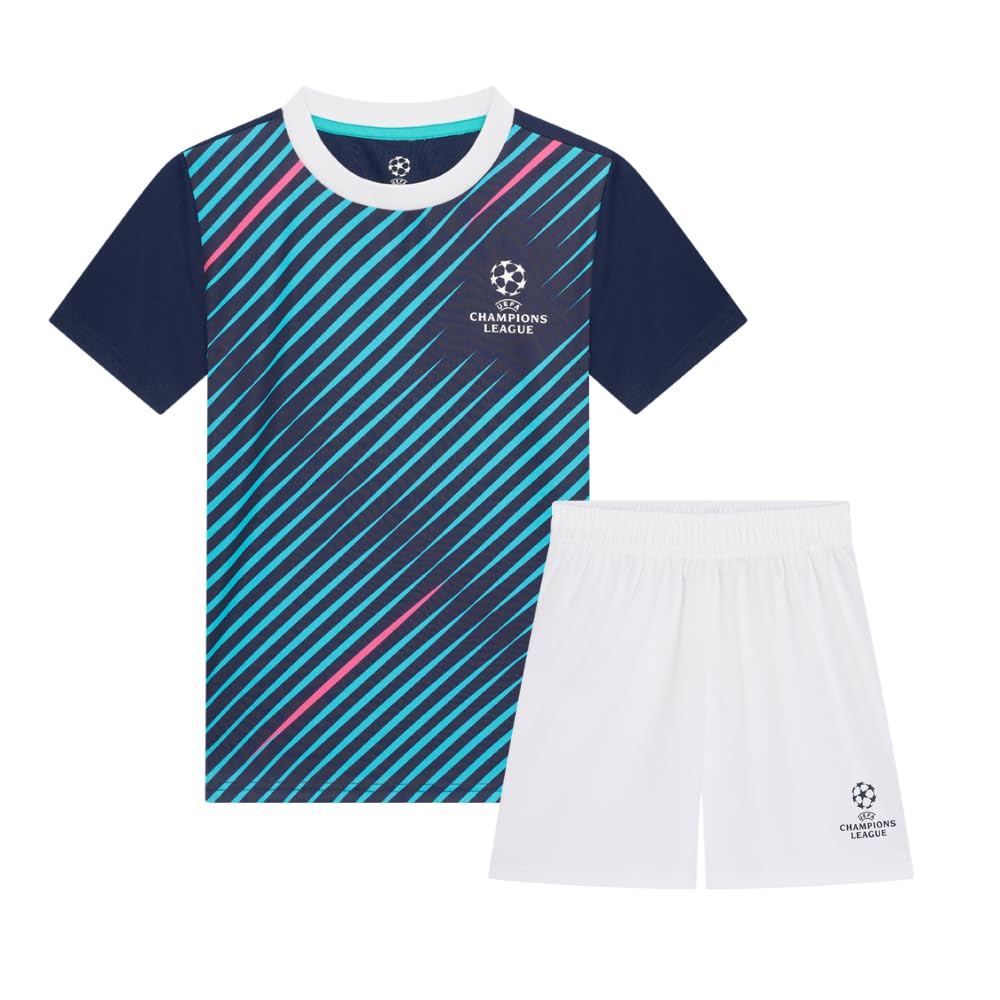 Champions League UEFA Camiseta para niños, tallas 116 hasta 164, camiseta de fútbol - ropa de fútbol - niños y niñas - azul
