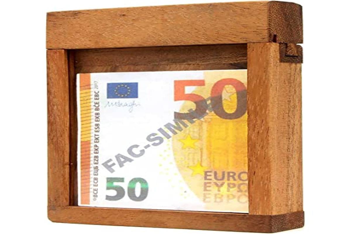 Logica Giochi - Cassaforte con trucco M – Puzzle in legno pregiato, scatola segreta – Diffiicoltà 5/6 Incredibile – Collezione Leonardo da Vinci