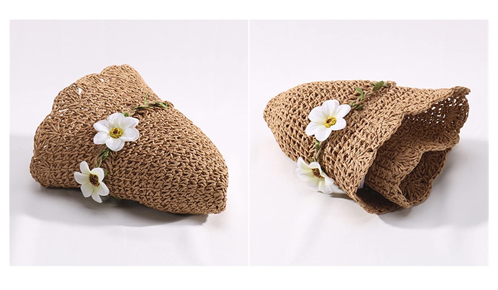 Kinder-Sommerhut, Kinder-Strohhut, handgefertigt, gewebter Sommerhut, Sonnenhut, Mädchenhut, Baby-Frühlings- und Sommerkranz-Sonnenhut (Khaki M 1 2Y)