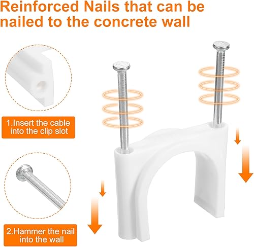 Miniatura 4 de uxcell Clips de cable con clavo de acero, 25 clips de cable de plástico de 1.181 in1.18 pulgadas, clips de cable Ethernet, clips de cable para