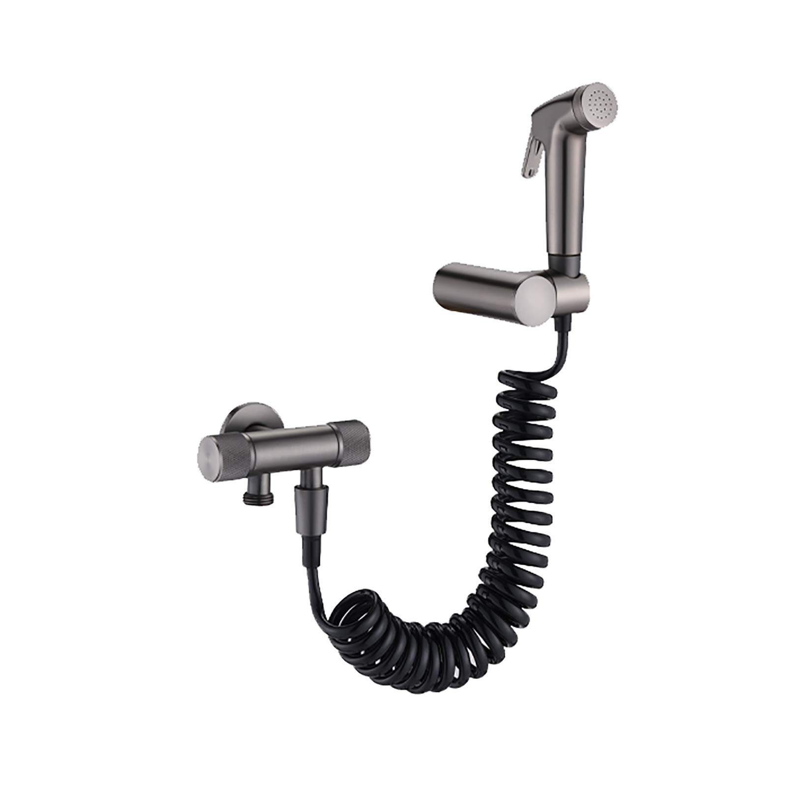 Handheld bidet sproeier voor toilet zwarte doek luier wasmachine set wandmontage messing badkamer bidet kraan set met anti lekkende slang, enkel koud water voor persoonlijke hygiëne, zwart a (kleur