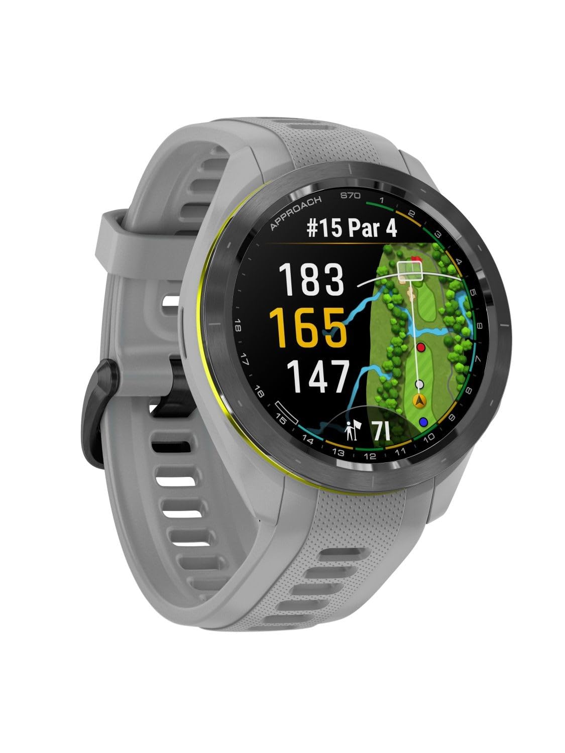 Garmin Approach S70-42 MM Lunette en céramique Noire avec Bande en Silicone Gris poudré