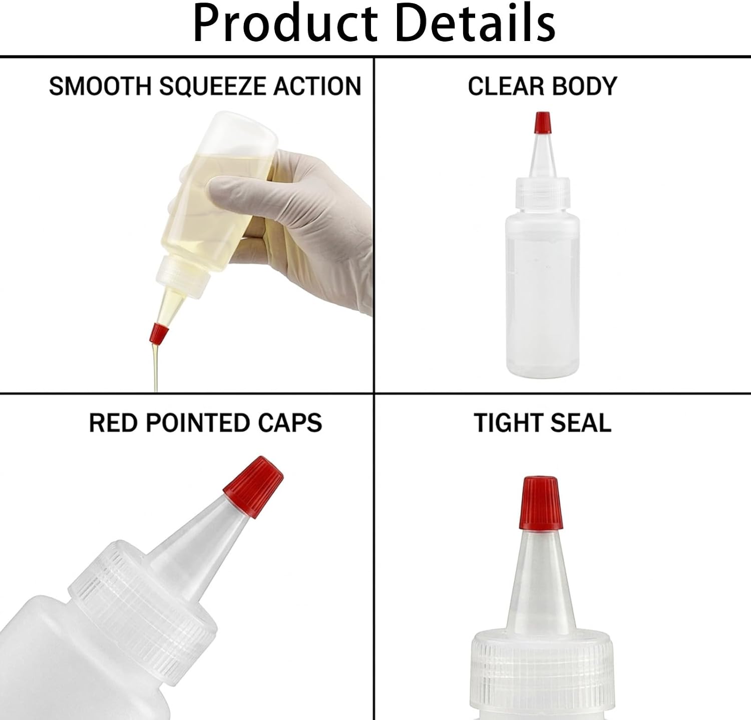 84 Pack 2 oz Plastic Squeeze Condiment Bottles Empty Refillable Small with Red Tip Caps for Syrup, Honey, Dressings, Baking, Crafting, Decorating
