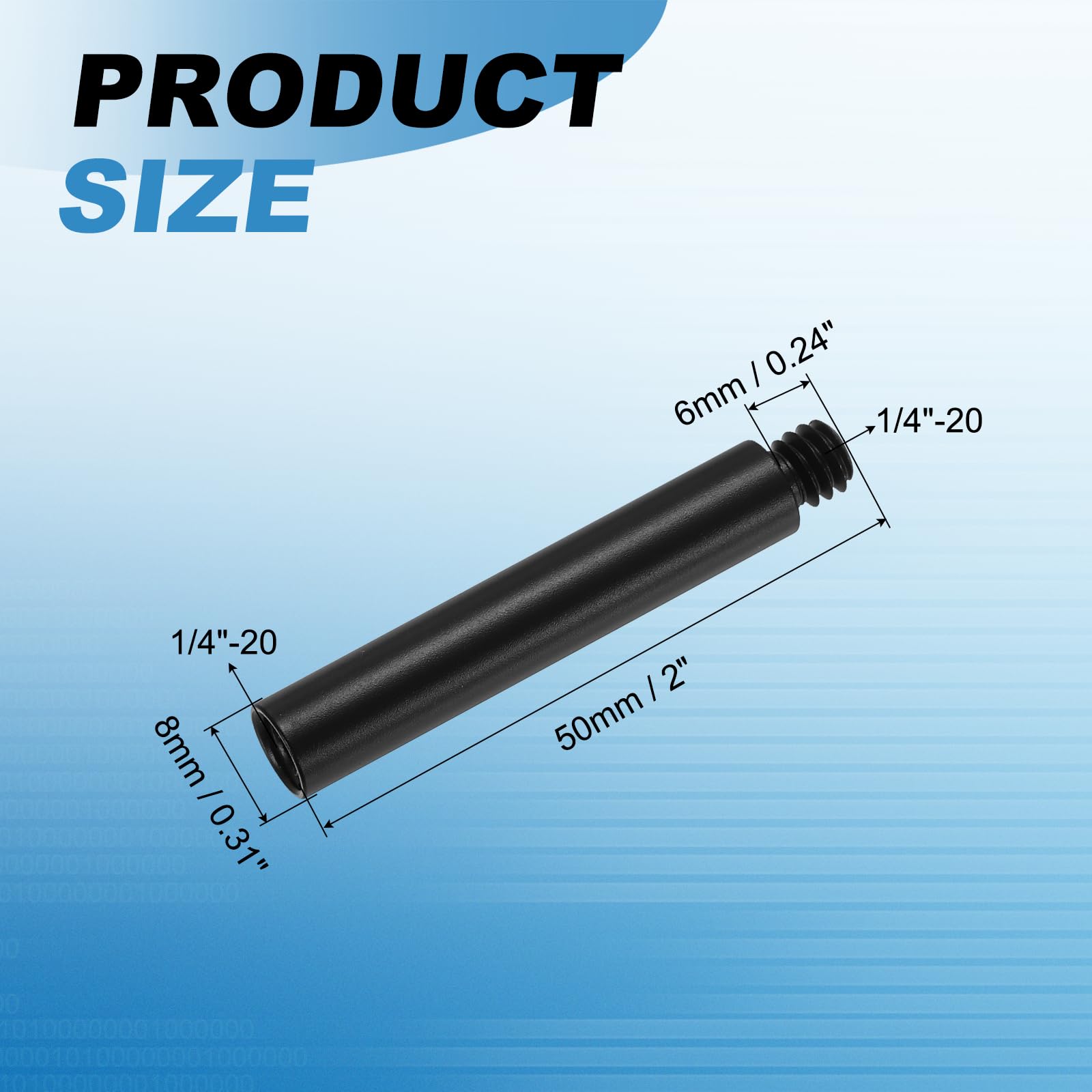 PATIKIL Metalowy pręt przedłużający 5 cm, 2 szt. 1/10.2 cm-20 gwint żeński do męskiego 0.8 cm, lekki stabilizator ze stopu aluminium, akcesoria, mocowanie statywu, rura przedłużająca do statywu DSLR