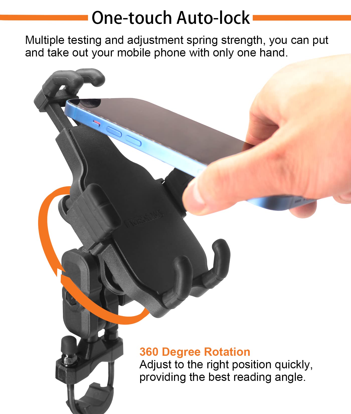 Supporto Telefono Moto con smorzatore di vibrazioni, adatto per manubri di ATV, biciclette e scooter con diametro di 12,7-33 mm e specchi, supporto telefoni da 4,7-7,2 pollici