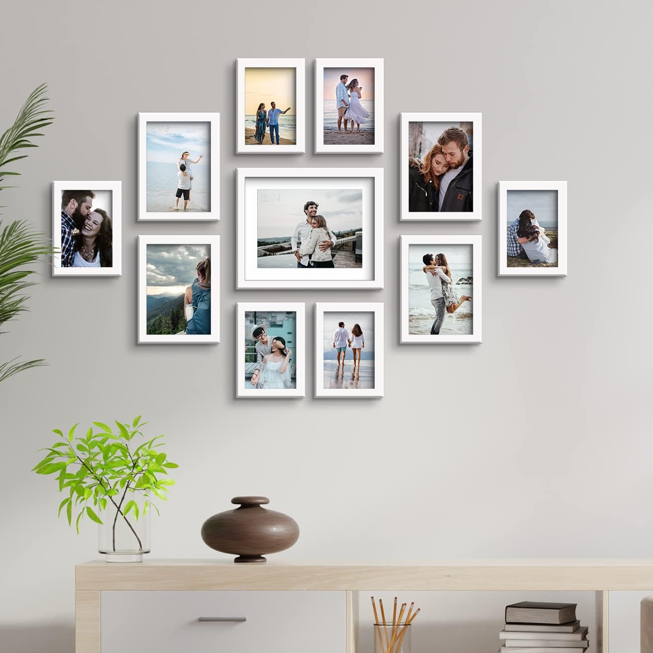 stuthi arts Photo Frame Set of 11 Picture Frames for Wall Hanging White (8x10-1,5x7-4,4x6-6) | Photo Collage Photo Frame Wood Wall Mount Gift For Best Friend Boy & Girl | Customized Wall Hanging Photo Frame, | Picture Frame For Gift | Wooden Photo Frame (White)-picture-0