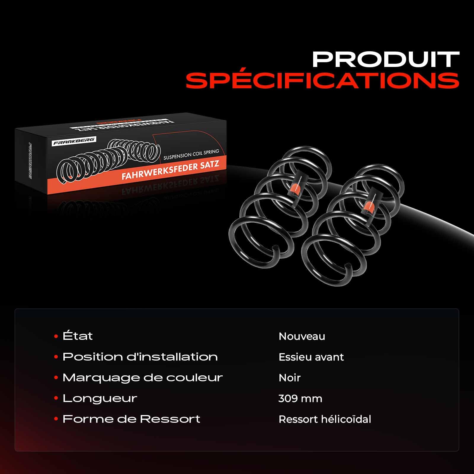 Frankberg 2 ressorts de suspension, essieu avant 334234 | Compatible avec: Corsa C Box/Hatchback X01, Corsa C X01