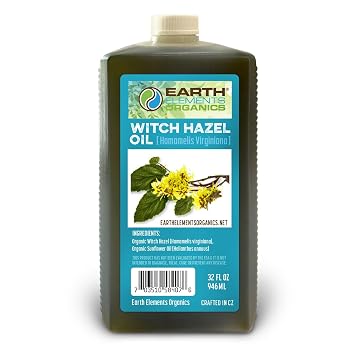Organic Witch Hazel Oil Raw, Infused, Pressed Herbal Oil. Witch Hazel, Sunflower Seed 32 fl.oz.
